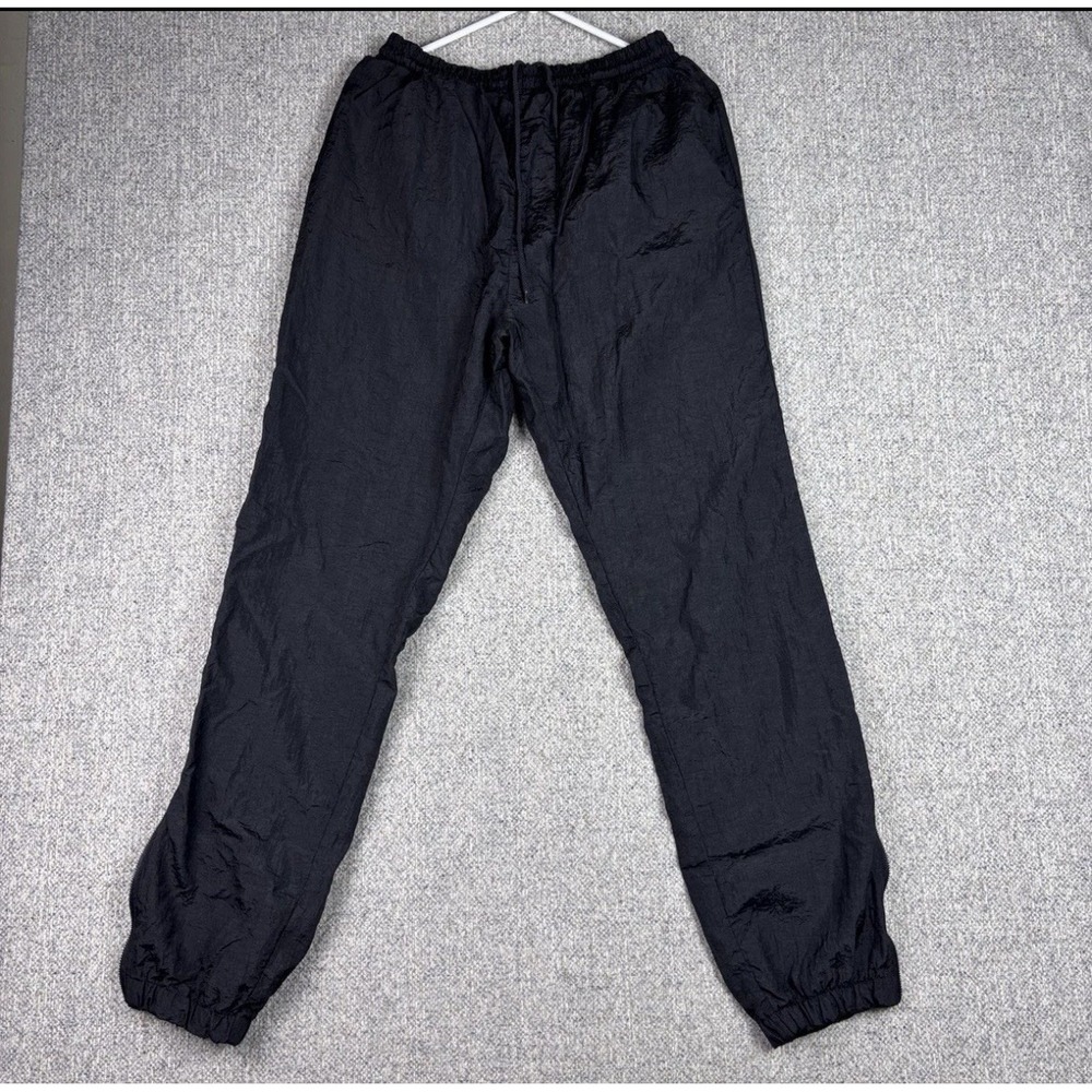 Vtg Gear for Sports Nylon Track Pants Black Crinkle Windbreaker Warm Up Pants M